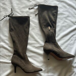 NWOT Vince Camuto Grey/Brown Heeled Boots with Pointed Toe
